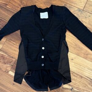 Sacai Black Wool Blend Cardigan